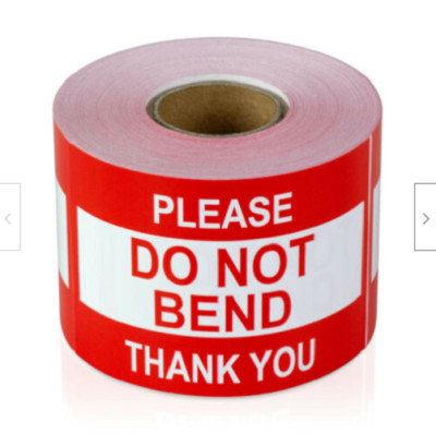 Do Not Bend Thank You Stickers | 2''x3'' Peel & Stick Fragile Labels | 2RLS 250 EA