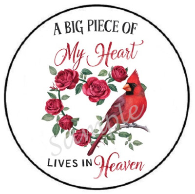 A BIG PIECE OF MY HEART LIVES IN HEAVEN ENVELOPE SEALS LABELS STICKERS