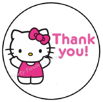 KITTY THANK YOU ENVELOPE SEALS LABELS STICKERS PARTY FAVORS