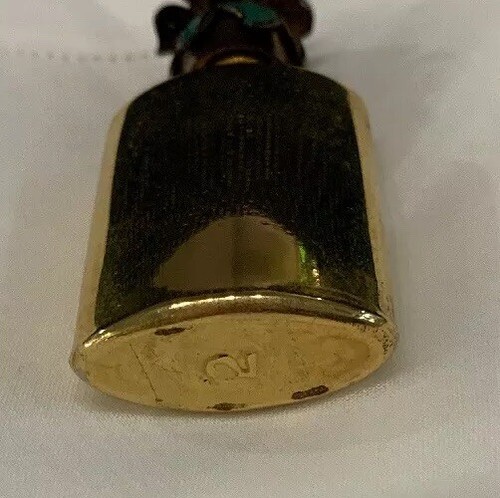 Antique Miniature 10 K Gold Perfume Bottle Enamel Flower Stopper