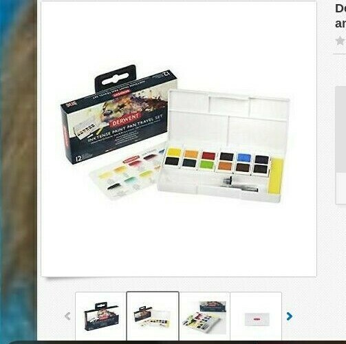 Derwent Inktense Paint Pan Travel Set, Includes 12 Colors and a waterbrush