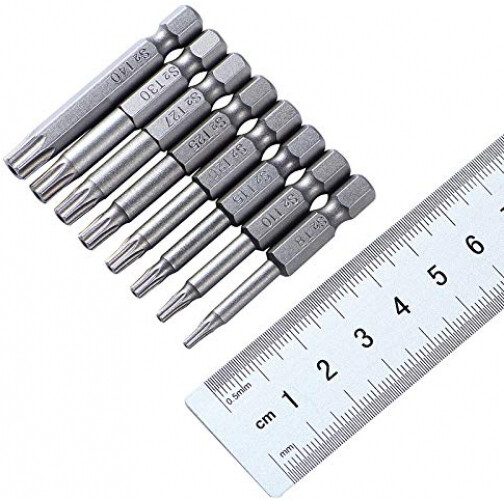 18Pcs 50mm and 100mm Length Torx Screwdriver Set, S2 Steel 1/4 Inch Hex Shank T6