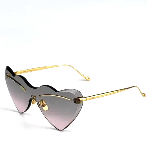 Pre-owned Loewe Lw 40087u 30b Gold W/grey Heart Gradient Lens Authentic Sunglasses 150-0 In Gray