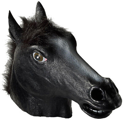 Deluxe Black Horse Mask Halloween Accessory