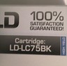 LD LC75BK LC75 Black Ink Cartridge for Brother Printer