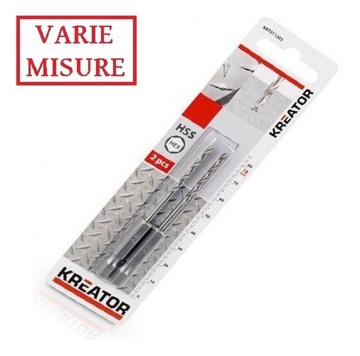 BLISTER 2 PUNTE PUNTA HSS PER FERRO METALLO ATTACCO ESAGONALE 1/4" KREATOR