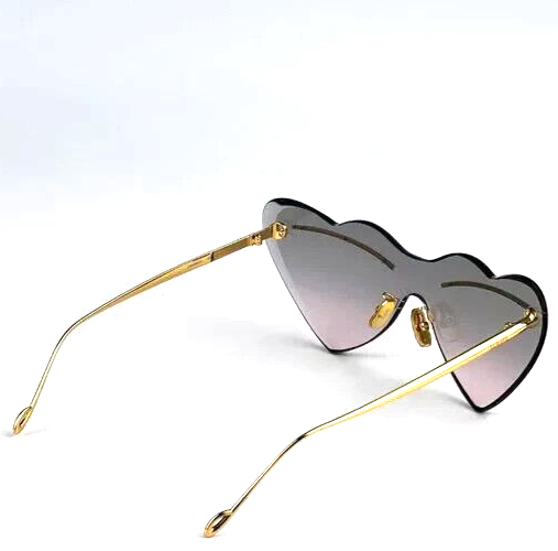 Pre-owned Loewe Lw 40087u 30b Gold W/grey Heart Gradient Lens Authentic Sunglasses 150-0 In Gray