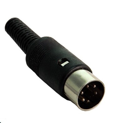 DIN Stecker 5-polig 240° 4A, Lötanschluss, Knickschutz, Hirschmann, hellgrau,2St