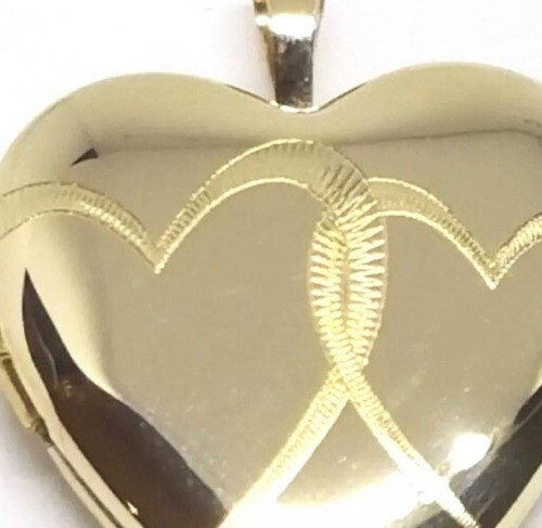 Pre-owned Handmade Gold Locket Heart Love Pendant Real Solid 14k Charm Yellow Necklace Gift Her 1" In Yellow Gold