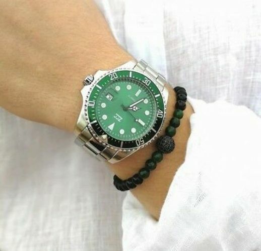 Orologio Da Polso Zcc Submariner Uomo Automatico Subacqueo Acciaio Verde lac