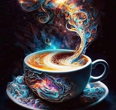 Painting By Numbers Coffee Mug Artistic Smoke Effect Style Design Canvas Display