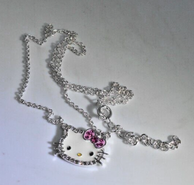 Hello Kitty Sanrio Necklace JCM Enameled Swarovski Crystals & Cubic  Zirconia 18