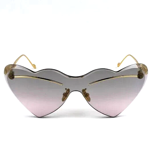 Pre-owned Loewe Lw 40087u 30b Gold W/grey Heart Gradient Lens Authentic Sunglasses 150-0 In Gray