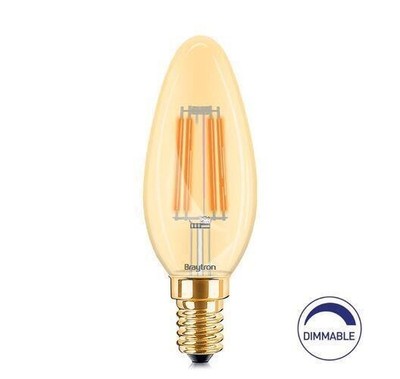3pcs LED bulbs E14 230V C35 4W 360lm, FILAMENT, amber white 2200K, dimmable