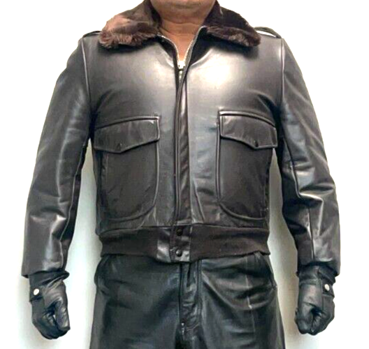 d*e様 80s G-1 real leather bomber jacket Vintage 1980s Men's Brown Leather Bomber Jacket L/XL Indiana