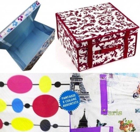 Box Scatola Abiti Salvaspazio Organizer Contenitore Fantasia 60x40x30cm dfh