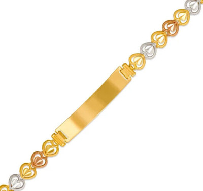 NEW 14K TRI COLOR GOLD KIDS ID BRACELET 