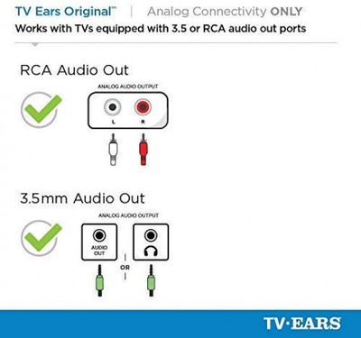 TV Ears Analog Dual Original Wireless Headsets System, TV Hearing Aid Devices,
