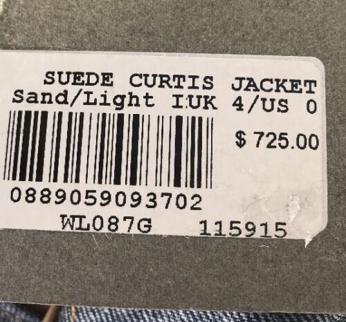 Pre-owned Allsaints Curtis Denim & Suede Leather Jacket Retail $725 Price $335 Size 0 In Sand Tan And Blue