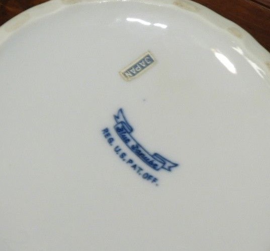 VIntage Blue Danube Japan Covered Cookie Candy Jar Ribbon Mark