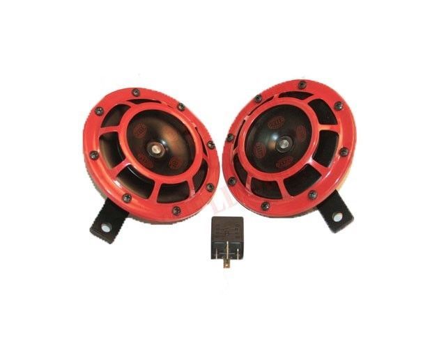 For Suzuki Horn Set Dual Tone Hella 12V Red Grill With Relay Samurai SJ410 SJ413 Gypsy 