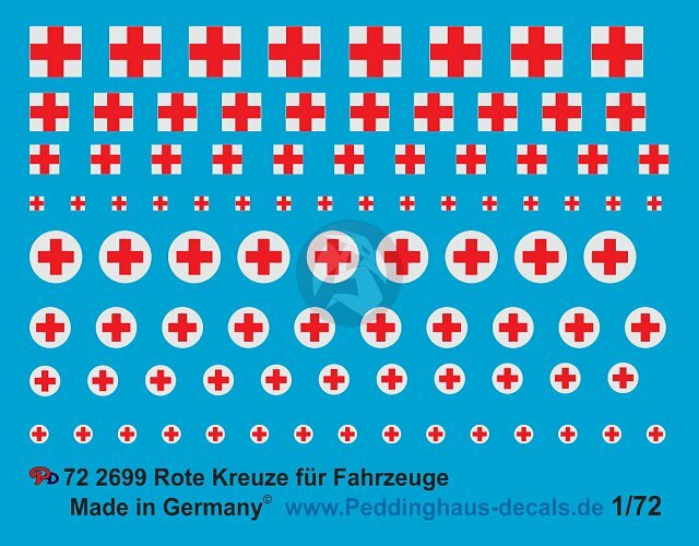 Peddinghaus 1/72 Axis & Allied Ambulance & Vehicle Red Cross Markings WWII 2699