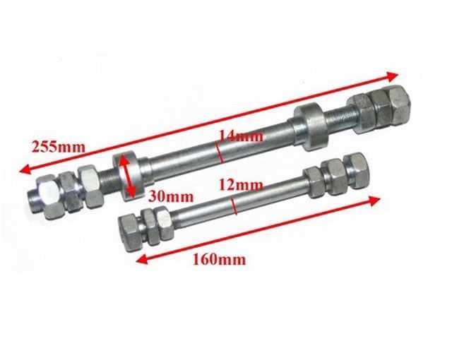 Fits Triumph 3HW Front and Rear Wheel Complete Spindle Axle Set