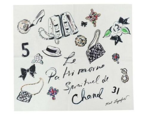 Neu CHANEL Karl Lagerfeld Signature Limited Print Brillenputztuch z. Brille Etui