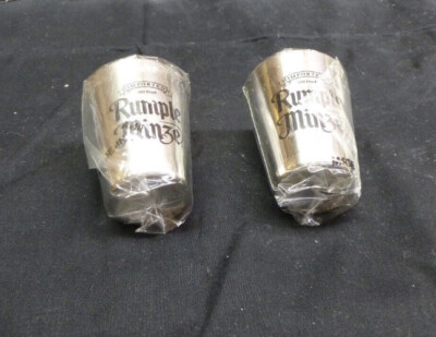 Rumple Minze Stainless Steel Advertisement Shot Glass set of 2 BRAND NEW