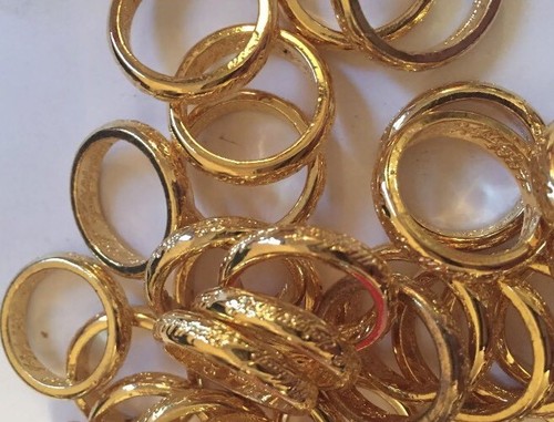 Lord Of The Rings Movie Ring 6.5 Heavy Gold Plate Etched Prop Not Scrap 100 Ct