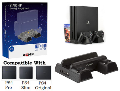 Vertical Stand Cooling Fan & Charging Station For Playstation 4 PS4 Slim / Pro 