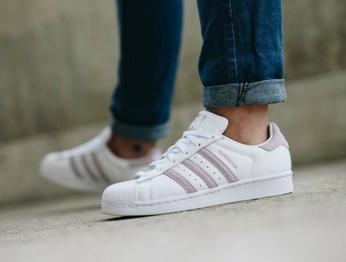 Pink adidas outlet superstar on feet