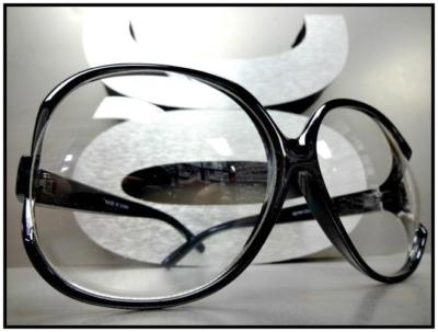 OVERSIZED VINTAGE RETRO Style Clear Lens EYE GLASSES Jumbo X-Large Black Frame