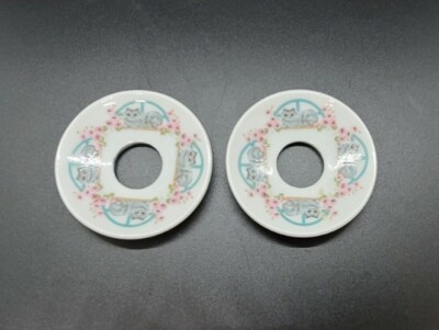 2pc Set VINTAGE Porcelain Ceramic BOBECHES Florals Cat Kitten Western Germany 