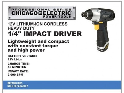 12 Volt 1/4 in. Lithium-Ion Cordless Hex Impact Driver