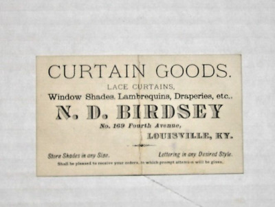 Curtain Goods Window Shades Drapes N.D. Birdsey Louisville KY 1890 Business Card