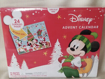 Disney Door Advent Christmas Calendar 32pc w Figures Stickers, etc, SEALED