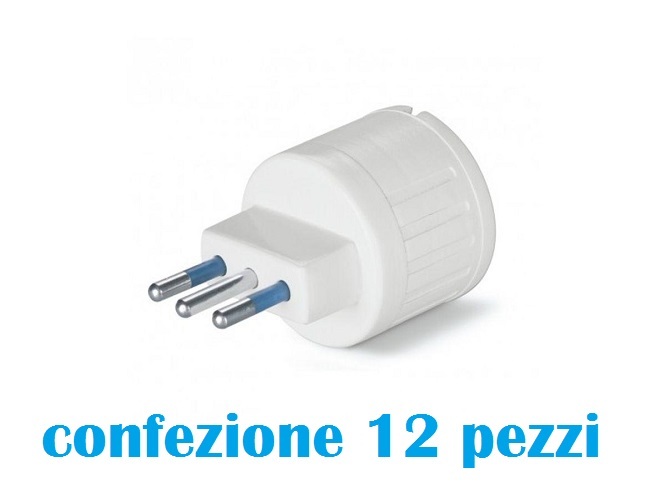 Set 12 Pezzi Adattatore Spina Con Presa Shuko Schuko Tripolare 10a Riduzione moc