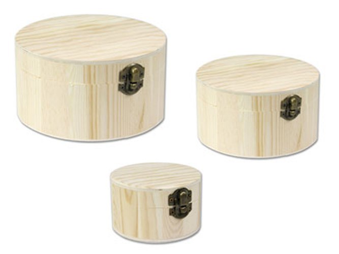 3 Scatole In Legno Rotonde Decoupage Portagioie Matrioska Scatola Cofanetto dfh