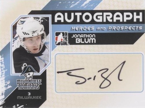 2010-11 In the Game Heroes and Prospects - Jonathon Blum #A-JB