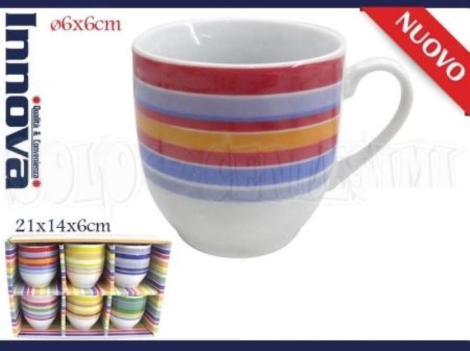 Set 6 Tazzine Tazze Caffè Colorate Ceramica 6x5cm moc