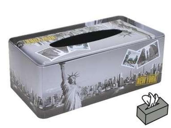 Box Scatola Porta Fazzoletti in Metallo Fantasia Citta' Del Mondo sus