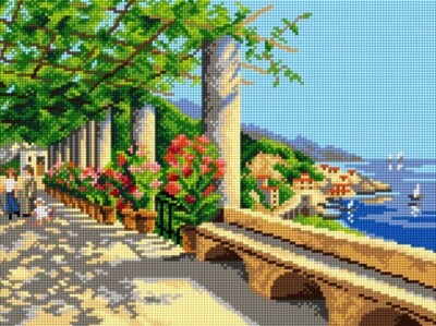 ''A View of Amalfi'' Printed Canvas for Cross Stitch Tapestry Gobelin 3126