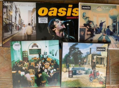 Oasis 5 x Vinyl LP Collection Story, Be Here, Masterplan, Definitely, Knebworth