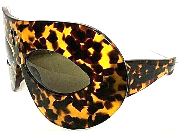 Pre-owned Linda Farrow Walter Van Beirendonck Wvb Tortoise Oversized Mask Sunglasses In Brown
