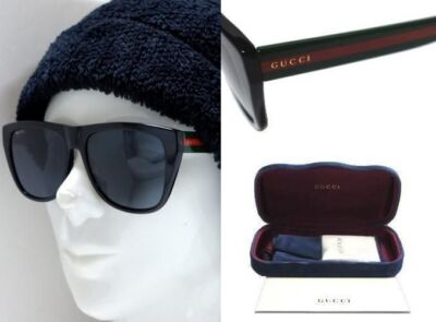 【美品】GUCCI sunglasses レクタングル　ブラック　 ロゴ ケース Gucci Men's Generation Sunglasses in Black/Grey Gucci