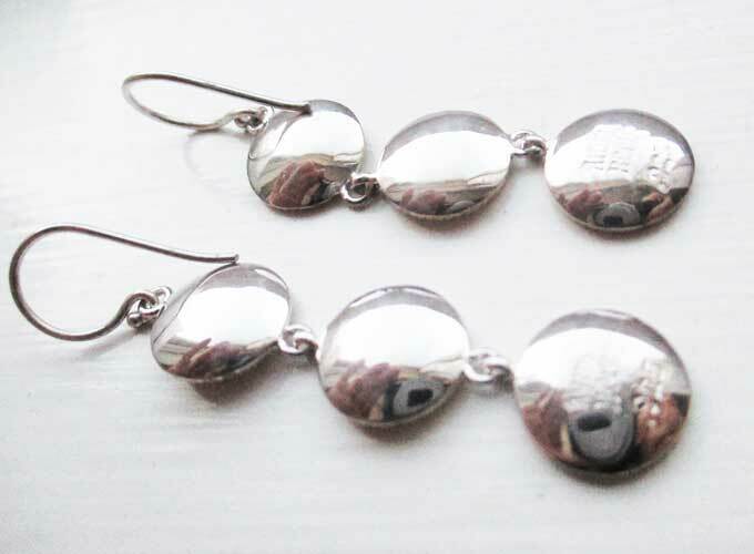 NEW $235 Anna Beck Gold Plate Sterling Silver 3 Drop Gili Disc Earrings