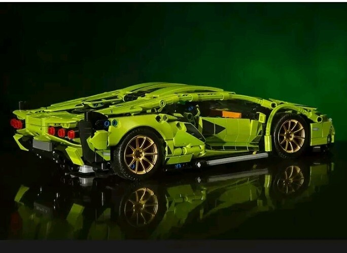 Green Sports Car Building Blocks Kit, Gift for Adults and