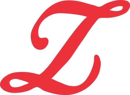 4in x 3in Red Cursive Z Monogram Sticker Fancy Vinyl Car