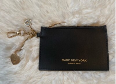 Marc New York Coin Purse Wallet Black Leather Zip by Andrew Marc Small Bag Charm
